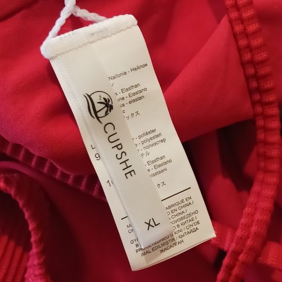 Cupshe red one-piece swimsuit lace-up front XL fits L - Picture 4 of 4